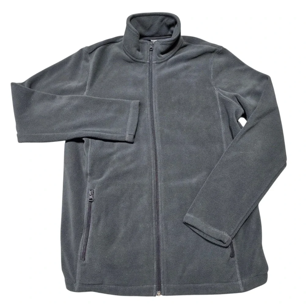 Lands End Gray Fleece Full Zip Jacket Women's Medium‎ Polyester Cozy Warm